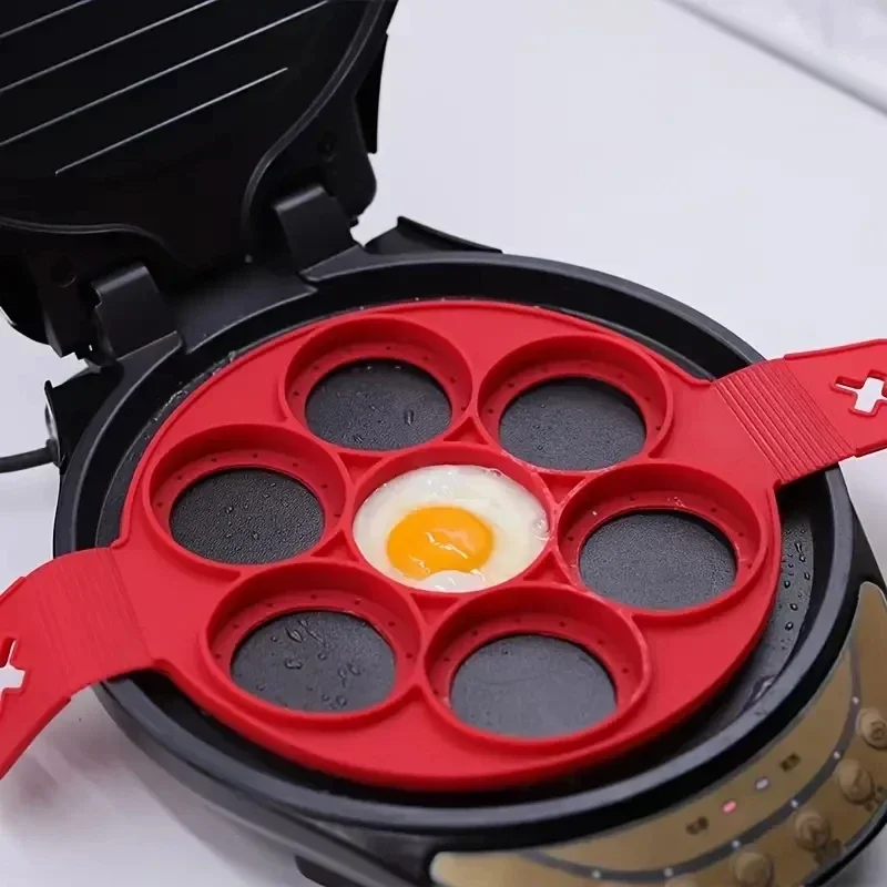 Egg Waffle Pan - Silicone 7-hole Circular Frying Pan Breakfast