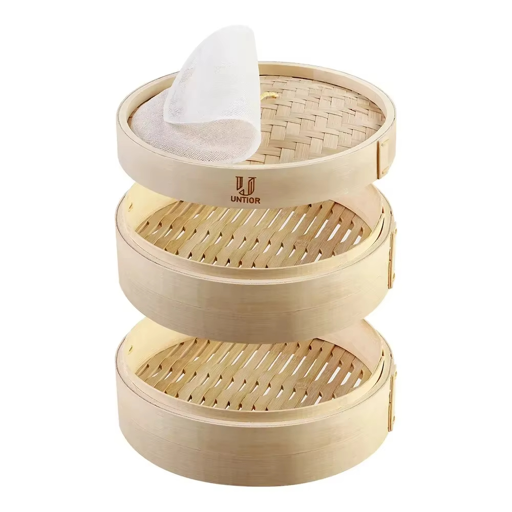 10-Inch Bamboo Food Steamer wi - огляд і ціна Bao Steamer Bamboo
