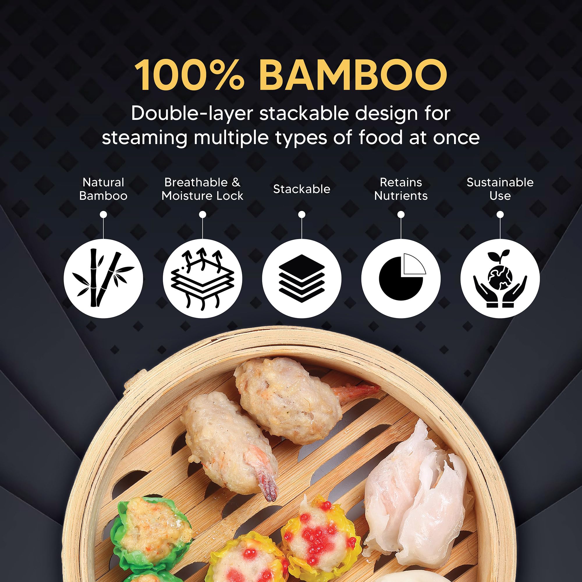 10-Inch Bamboo Food Steamer wi - огляд і ціна Bao Steamer Bamboo