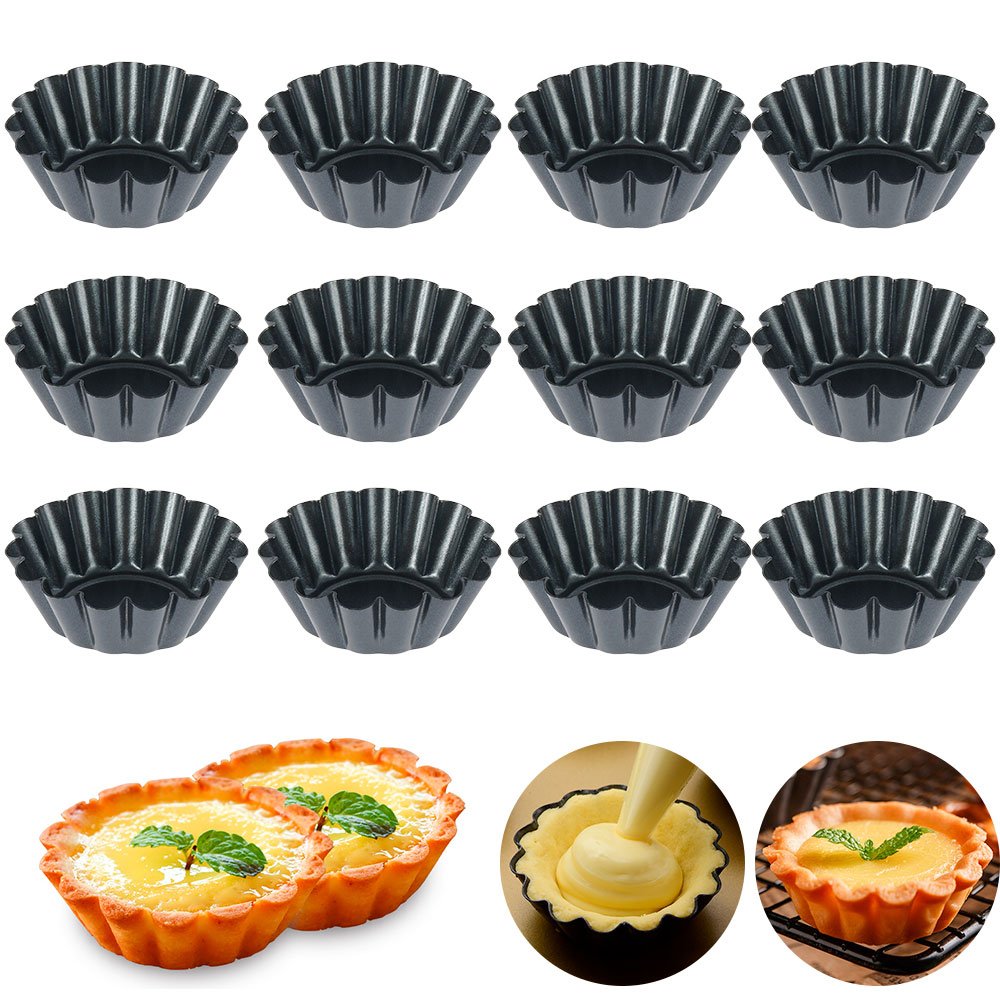 12Pcs Pan Mold Tart Quiche Fla - огляд і ціна Egg Waffle Pan