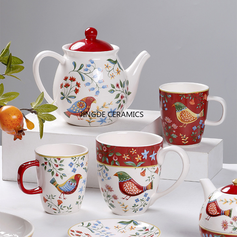 1pc European Ceramic Red Flowe - огляд і ціна Dim Sum Basket