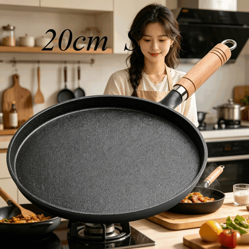 20cm Cast Iron Skillet Wooden  - огляд і ціна Egg Waffle Pan